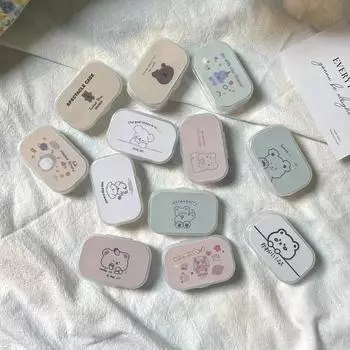 Милый переносной футляр для контактных линз в виде животного Beauty Eye Box, контейнер для контактных линз, дорожный набор, футляр для контактных линз с зеркалом