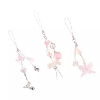 Милый персиковый бант для телефона с цепочкой в виде ракушки, кулон в виде сердца, чехол для наушников, веревка для подвешивания, ремешок для сумки, декоративный шнурок