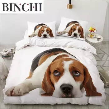 Милый пес пододеяльник одеяло для дома животное собака белый пододеяльник подарок любителю собак лечение питомец для женщин мужчин детей спальня декор EU single(135x200cm)
