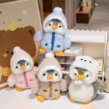 Милый пингвин, милая фигурка куклы, маленький рождественский костюм, плюшевая игрушка, украшение в виде животного, подушка для мальчиков и девочек, подарки 25CM темные хаки