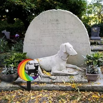 Милый питомец металлическая табличка с сочувствием водонепроницаемая собака садовый колышек животное земляной колышек Хэллоуин чёрный