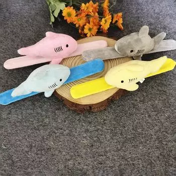 Милый плюшевый браслет в виде акулы, чучело животного, браслет для шлепков, кольца для шлепков, игрушка для детей, подарок на день рождения жёлтый