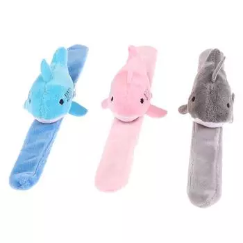 Милый плюшевый браслет в виде акулы, чучело животного, браслет для шлепков, кольца для шлепков, игрушка для детей, подарок на день рождения серый