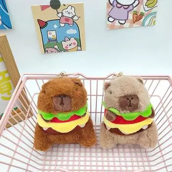 Милый плюшевый брелок Capybara, мультяшная водяная морская свинья, мышь, переодевание, кукла-бургер, подвеска, брелок для автомобиля, рюкзак, декор