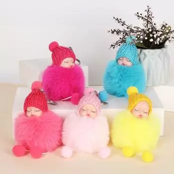 Милый плюшевый брелок для ключей в виде куклы - пушистая подвеска для сумок и машин