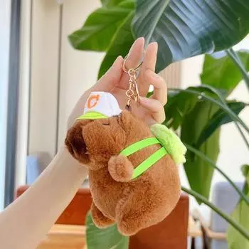 Милый плюшевый брелок Kawaii Capibara с сумкой-черепахой, креативная кукла-симулятор Capibara, пушистая аниме-игрушка, подарки на день рождения as the picture