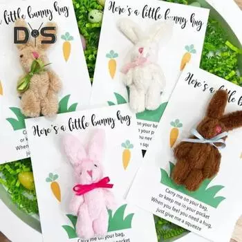 Милый плюшевый брелок в виде кролика для рюкзака, мини-брелок в виде кролика, карманный пушистый кошелек, подвеска-шарм, пасхальная корзинка, подарки для друзей светло-коричневого