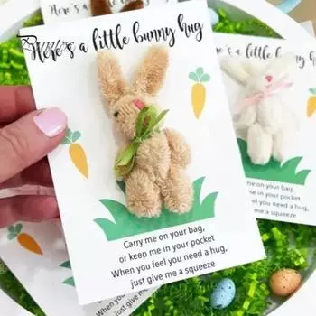 Милый плюшевый брелок в виде кролика для рюкзака, мини-брелок в виде кролика, карманный пушистый кошелек, подвеска-шарм, пасхальная корзинка, подарки для друзей коричневый