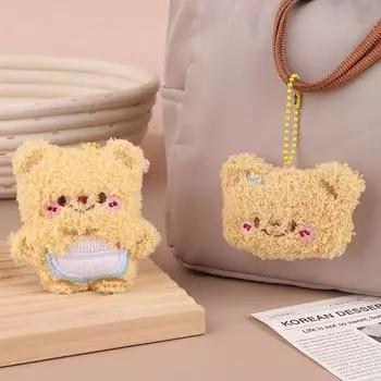Милый плюшевый брелок в виде медведя из мультфильма, плюшевая кукла с именем, наклейка, кулон, рюкзак, сумка, декор, брелок для ключей от машины