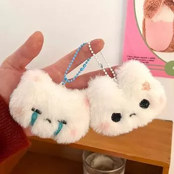 Милый плюшевый брелок в виде медведя-кролика, забавная сердитая плачущая кукла, брелки для ключей, автомобиль, школьный рюкзак, брелок, подвеска для девочки, детский подарок as the picture