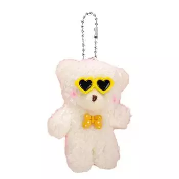 Милый плюшевый брелок в виде медвежонка, мультяшный брелок с румяным медвежонком, брелок для ключей, игрушка-животное, парные брелки, подвесное украшение для телефона жёлтый