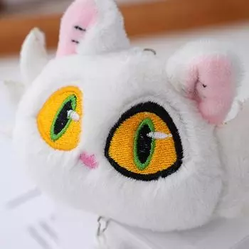Милый плюшевый брелок в виде мультяшной кошки, кулон, креативное украшение, аксессуары, игрушка 9cm белый
