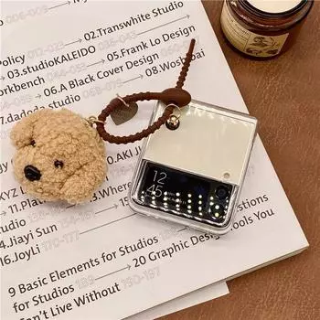 Милый плюшевый чехол для телефона с плюшевой собачкой для Samsung Galaxy Z Flip 4 3 5g Diy, прозрачный жесткий чехол для ПК Z Flip, защитная задняя крышка For Samsung Z Flip чистый