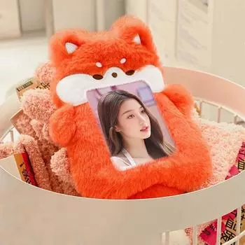 Милый плюшевый держатель для карточек в виде лисы и кролика, портативный студенческий кампус, удостоверение личности, витрина для фотографий, сумки, брелок для ключей для девочек, подарки
