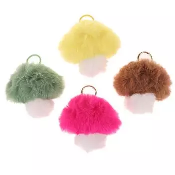 Милый плюшевый грибной брелок-подвеска, украшение, красочный плюшевый грибной пушистый искусственный мех кролика, автомобильный брелок-держатель розы красного