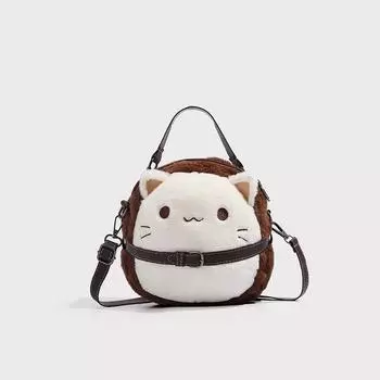 Милый плюшевый котик, маленькая сумка, женская, новая, мультяшная, пушистая кукла, сумка-мессенджер, женская