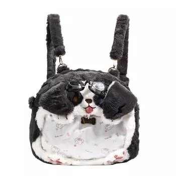 Милый плюшевый край овчарки сумка щенок кампус прозрачный рюкзак мультяшный меховой рюкзак