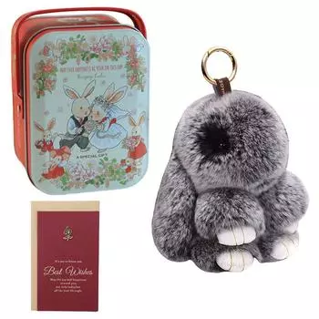 Милый плюшевый кролик брелок брелок с плюшевым животным милый автомобильный брелок (черный)