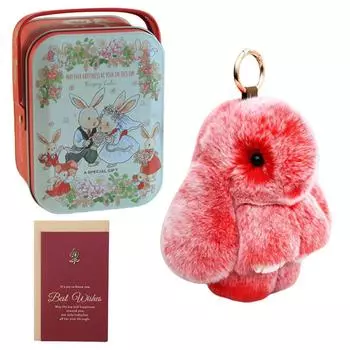 Милый плюшевый кролик брелок брелок с плюшевым животным милый автомобильный брелок (красный)