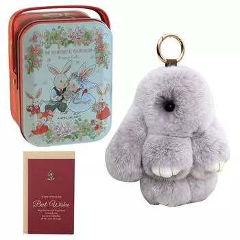 Милый плюшевый кролик брелок брелок с плюшевым животным милый автомобильный брелок (серый)