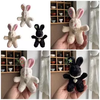 Милый плюшевый кролик брелок украшения брелок подвесной орнамент рюкзак сумочка подвеска подарок для девочек женщин белый