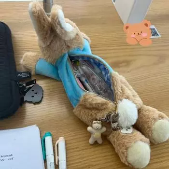 Милый плюшевый кролик пенал школьные канцелярские принадлежности школьные принадлежности кавайная кукла сумка для хранения ручек сумка канцелярские принадлежности