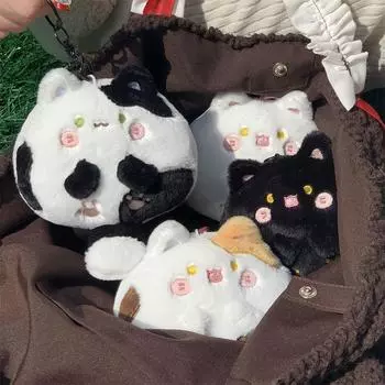 Милый плюшевый кулон, брелок с пищащим котом, кавайный кулон с толстым телом и кошкой, мягкая кукла, брелок для ключей, подвески на рюкзак для девочек, подарок as the picture