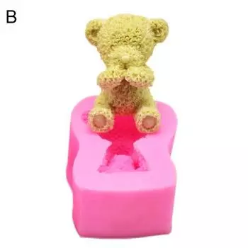 Милый плюшевый медведь, силиконовая форма для выпечки, украшения торта, мыло, ручная работа, инструмент B