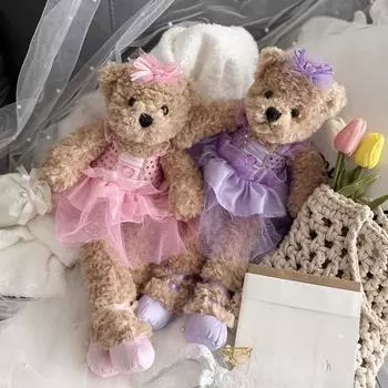 Милый плюшевый мишка, плюшевое животное в балетном платье, плюшевые игрушки, мягкие плюшевые игрушки для кукол для детей, девочек, подарки на день рождения, Рождество about 40cm розовый