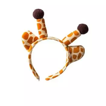 Милый плюшевый ободок с ушками и рогами жирафа, женский забавный обруч для волос в виде животного, головной убор для тематической вечеринки на Хэллоуин