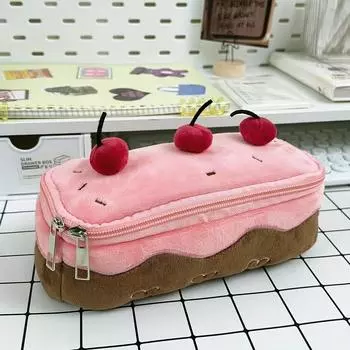 Милый плюшевый пенал Cherry Cake Estuches Escolares Pencil Pouch большой емкости Kalemlik Trousse School Supplies Pencil case