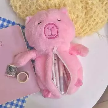 Милый плюшевый пенал Kapibala, сумка для макияжа, косметичка для девочки, органайзер, кошелек, канцелярские принадлежности, дорожные сумки для хранения, школьные принадлежности A3