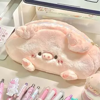 Милый плюшевый пенал Kawaii, большой емкости, настольный чехол для хранения ручек, сумка для хранения косметики, школьные канцелярские принадлежности для студентов