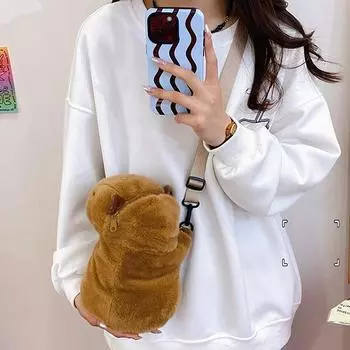 Милый плюшевый рюкзак Capybara Crossbody Bag Сумка Мягкая Capybara Школьная сумка для детей Подарки на день рождения, Рождество и фестиваль