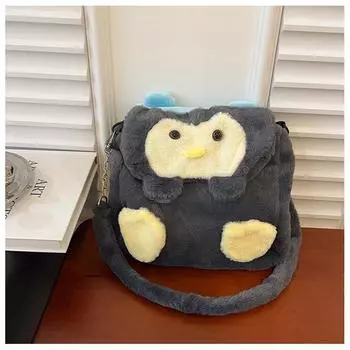 Милый плюшевый рюкзак с бантом в виде овечки, сумка на плечо для куклы, мягкая сумка-мессенджер с сердечком для девочки и милого мультяшного пингвина