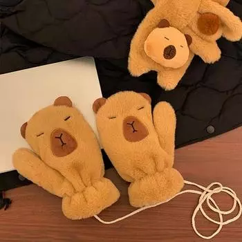 Милый плюшевый шарф Capybara, осенне-зимний, холодостойкий, теплый шарф, милый, ветрозащитный, утолщенный, с крестиком на шее, аксессуары, подарок для девочки as the picture