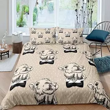 Милый пододеяльник с изображением ламы для мальчиков, комплект постельного белья из альпаки с рисунком мистера Ламы для детей, черный, коричневый, с изображением животных, милый чехол для одеяла EU Single(135x200cm)