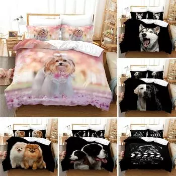 Милый пододеяльник с изображением собаки из микрофибры, милый щенок, стеганое одеяло для питомца, комплект постельного белья с изображением животных, одинарный, для детей, девочек, подростков, декор комнаты 70x133cm 2pcs