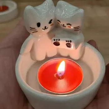 Милый подсвечник с котенком, согревающие лапы, мультяшный подсвечник, забавный, креативный, с прекрасным ароматом, термостойкие поделки, украшение для дома
