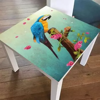 Милый попугай, водостойкая наклейка на обои, ПВХ, наклейки на стол, самоклеящаяся наклейка, Декор, украшения для дома 55x55cm