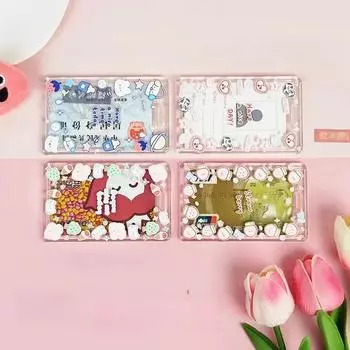 Милый прозрачный чехол для карты на шнурке, чехол для студенческой автобусной карты, чехол для мультяшной рабочей карты, держатель для кредитной карты с пружинным шнуром