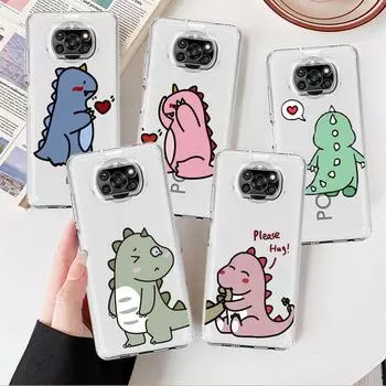 Милый прозрачный чехол с изображением маленького динозавра для Xiaomi Mi Poco X3 NFC M3 Pro F3 F1 11 Lite 12 Redmi Note 10 9S 8 7 9, мягкий чехол для телефона Xiaomi Poco M3