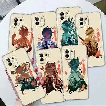 Милый прозрачный чехол с рисунком аниме Genshin Impact для Xiaomi Mi Poco X3 NFC M3 Pro F3 F1 11 Lite 12 Note 10 11T 9T, прозрачный чехол для телефона Redmi Note 9S