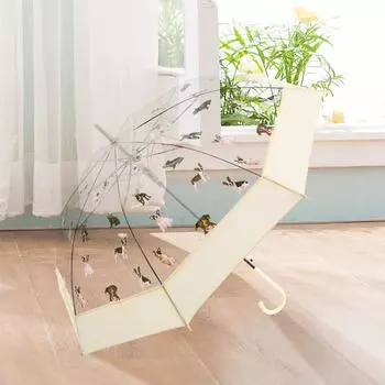 Милый прозрачный зонтик для девочек с длинной ручкой, зонтик в корейском стиле для женщин, большой размер, зонт от дождя для собак и кошек, прочный, ветрозащитный