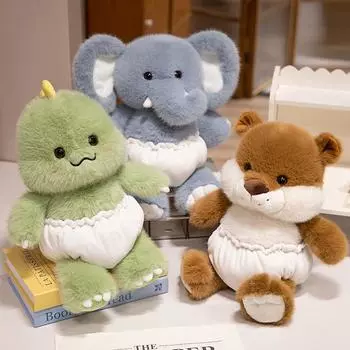 Милый пушистый динозавр слон плюшевая игрушка мультяшная одежда штаны выдра мягкая игрушка плюшевая кукла подарки 40cm