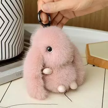 Милый пушистый кролик брелок кольцо плюшевый помпон кролик сумка кулон для пары автомобиль брелок ювелирные изделия подарки зелёный