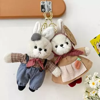 Милый пушистый кролик брелок с одеждой плюшевый кролик брелок плюшевый кролик брелок ювелирные изделия подарки style 1