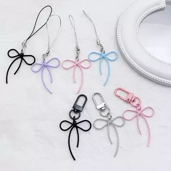 Милый разноцветный бант телефонный брелок для мобильного телефона шнурок для женщин и девочек изящный рюкзак украшения аксессуары подарки