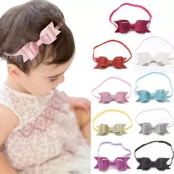 Милый ребенок для маленьких девочек, блестящий большой бант, эластичная повязка для волос с узлом, головной убор, повязка на голову