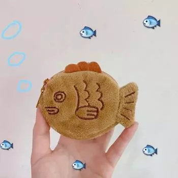 Милый регулируемый мягкий кошелек для монет с сумкой на запястье, школьная подвеска, плюшевая сумка, сумка на молнии коричневый